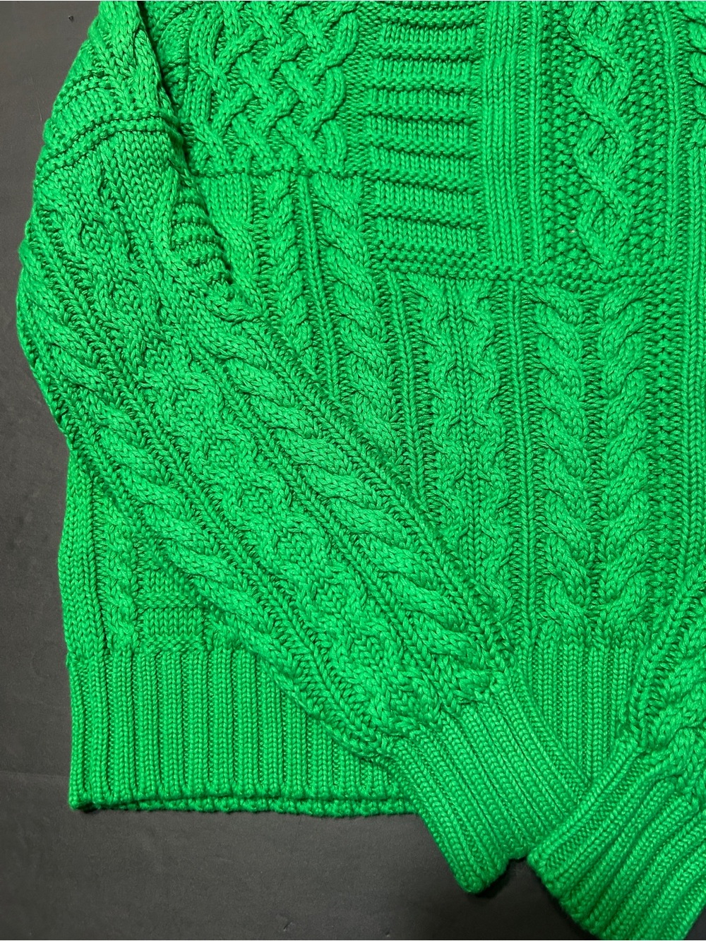 Vintage Polo by Ralph Lauren Green Cable Knit Crewneck with American Flag - Picture 15 of 16